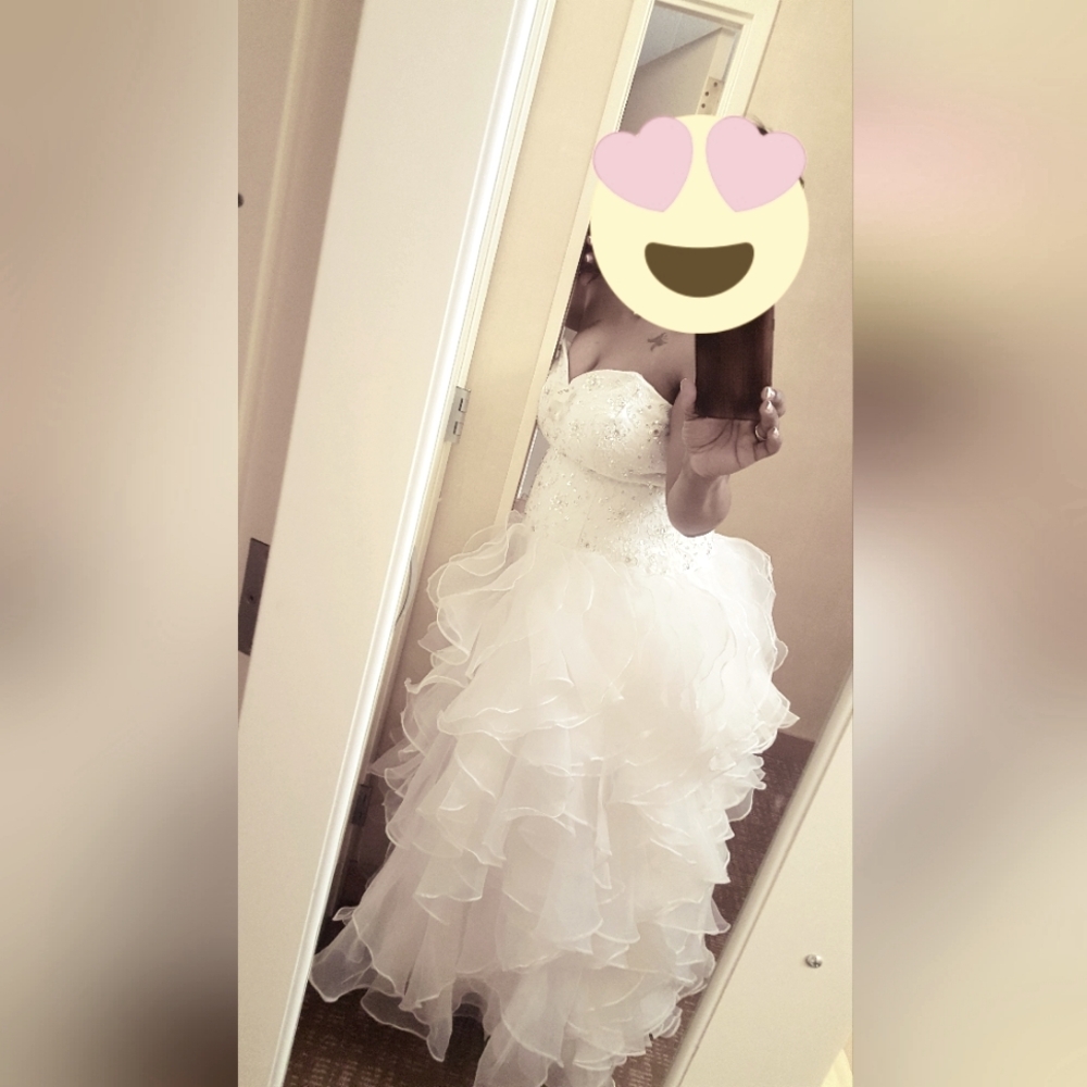 Sequin Ruffle High-Low wedding dress with Veil - Picture 8 of 12